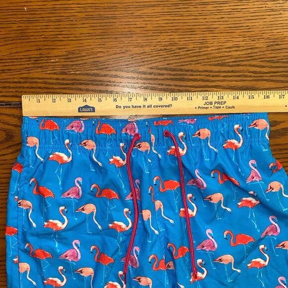 George Bright Blue Swim Trunks with Pink Flamingos Size M (32-34) Neon Pink Red - Picture 9 of 12
